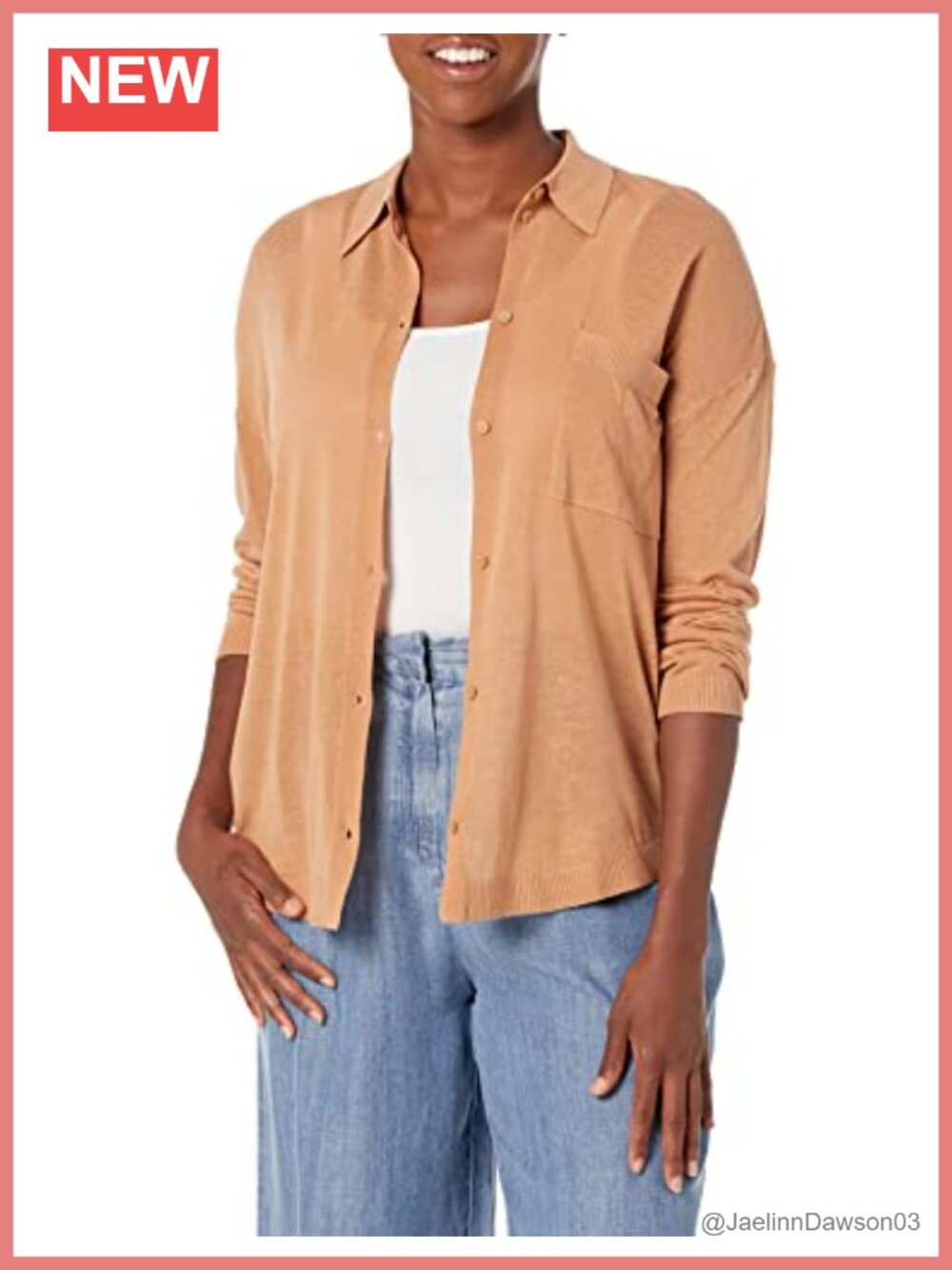 Knitted Linen Sheer Cardigan Button Crew Neck Long Sleeve Pocket